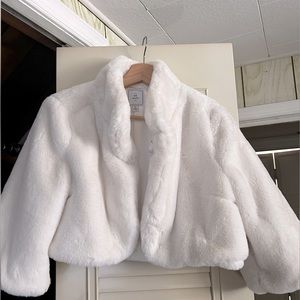 White DB Studio faux fur coat short